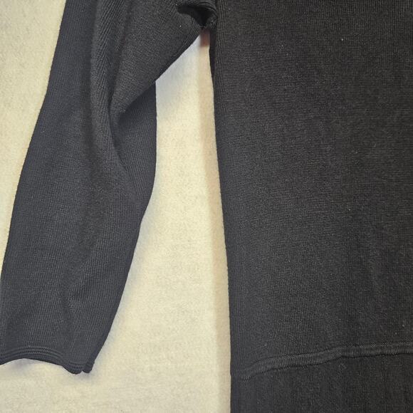 Talbots Black Knit Drop Waist Pleated 3/4 Sleeve Midi Dress - Picture 2 of 8